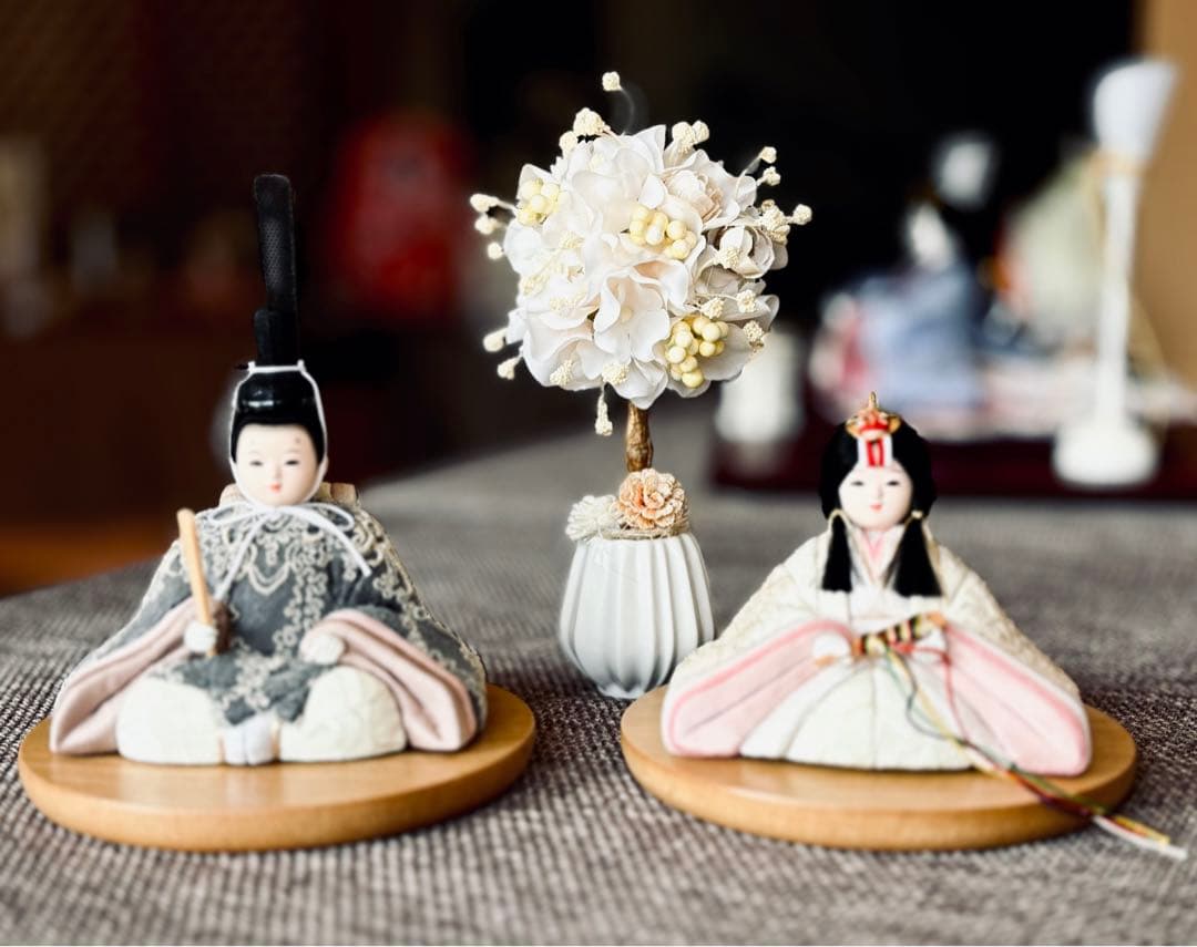 【倉庫掘り出しプレゼント】【新品 未使用】【コンパクト】木目込み親王