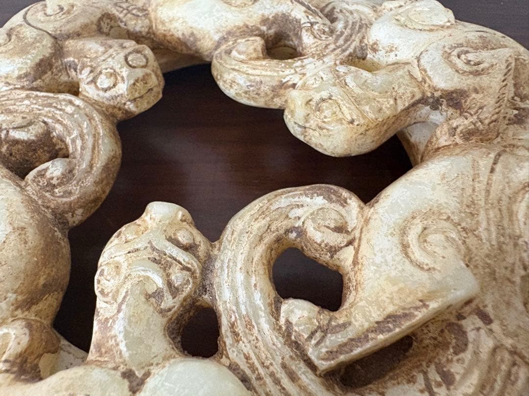 石？玉？の中国的置物 中国美術 玉壁？直径18cm 964g