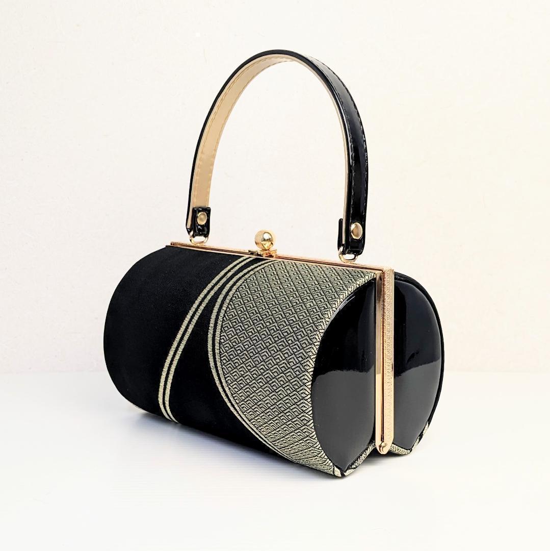 和装 草履バッグセット 帯地 黒×金 3枚芯 フリーサイズ k19-5