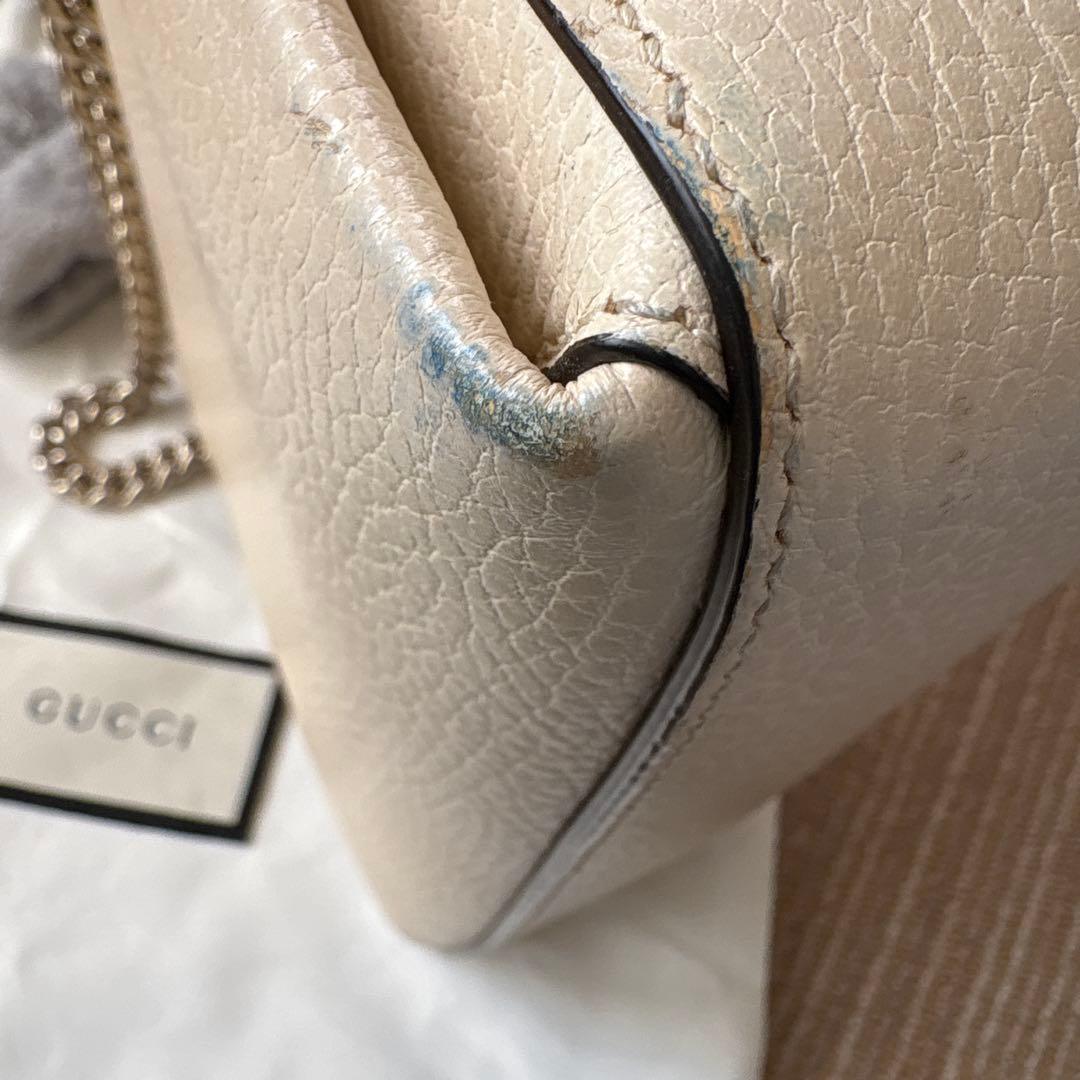 ✈*様 GUCCI ベージュ レザー ショルダーバッグ