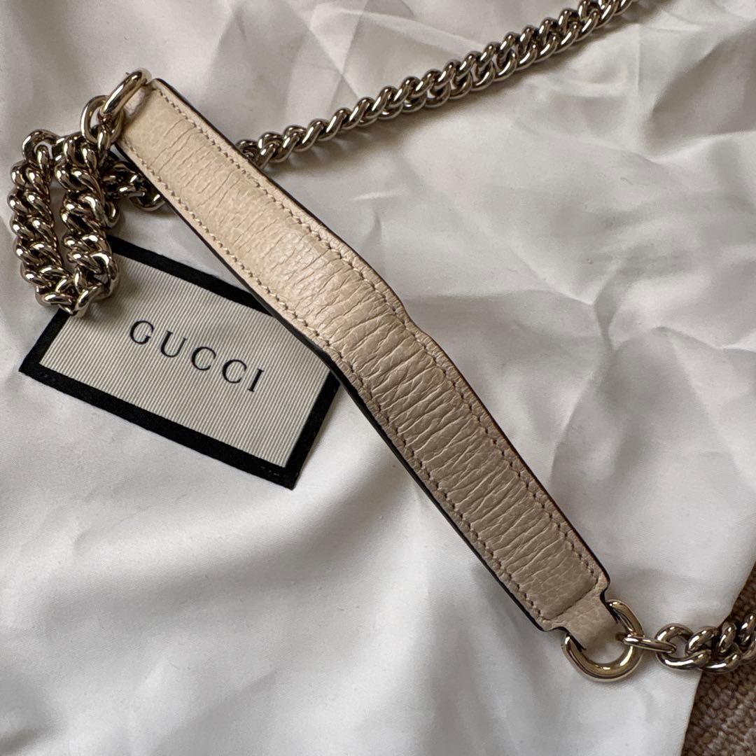 ✈*様 GUCCI ベージュ レザー ショルダーバッグ