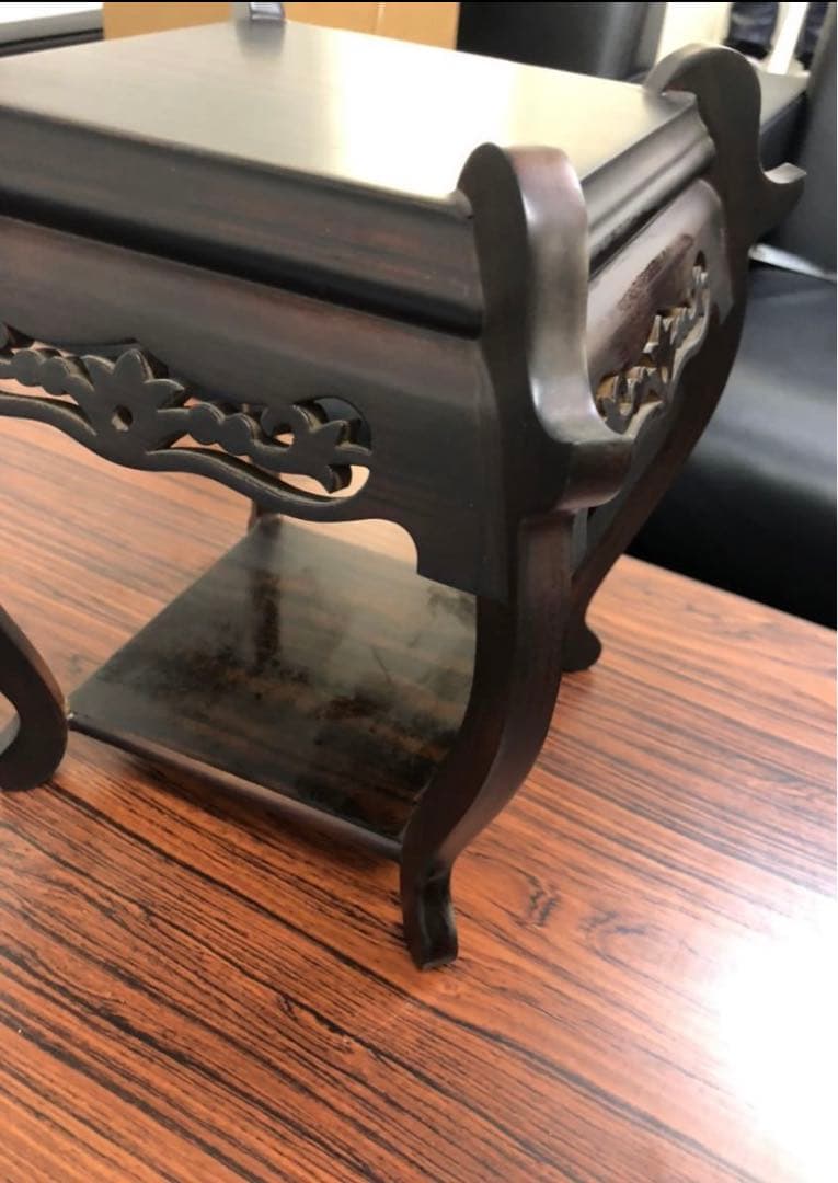 ミニ中卓 花台 香炉台 中国美術 唐木 アンティーク レトロ 黒丹 ⑥