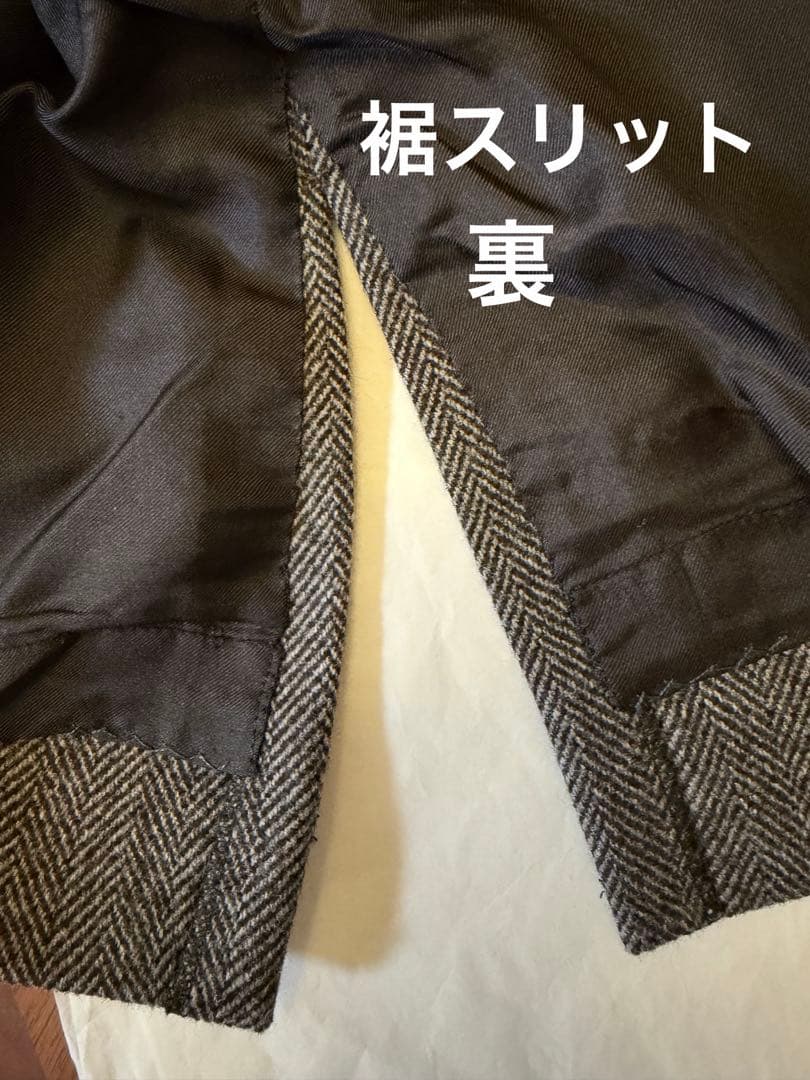 エルメス HERMES チャコールグレー ヘリンボーン タイトスカート38サイズ