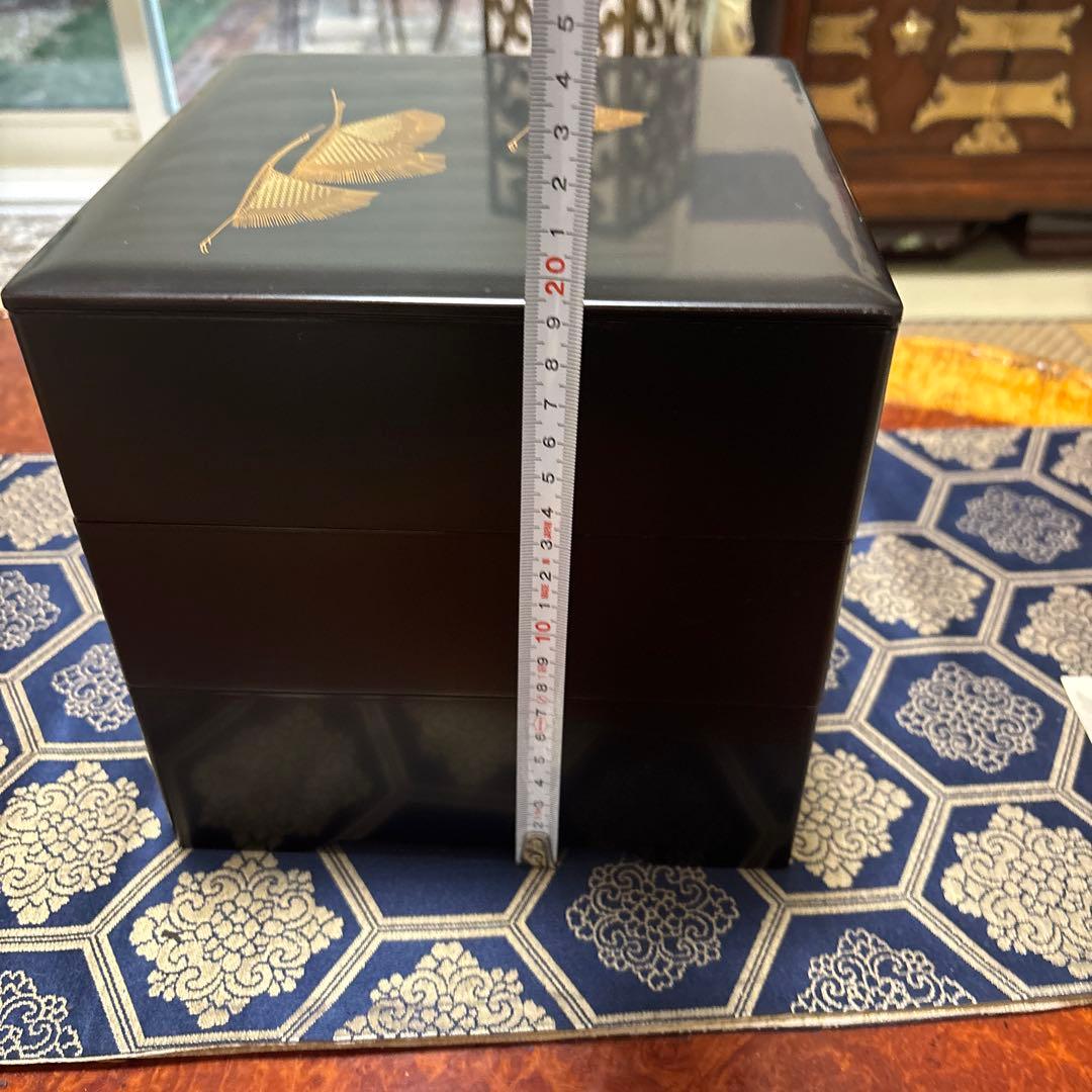 越前漆器 皿5枚セット 、会津塗金色の松の葉模様三段重箱