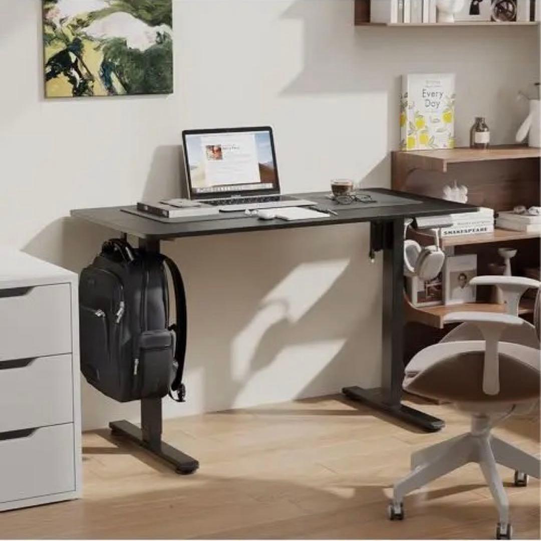 128) 昇降式デスク 高さメモリー機能 静音 収納フック付き