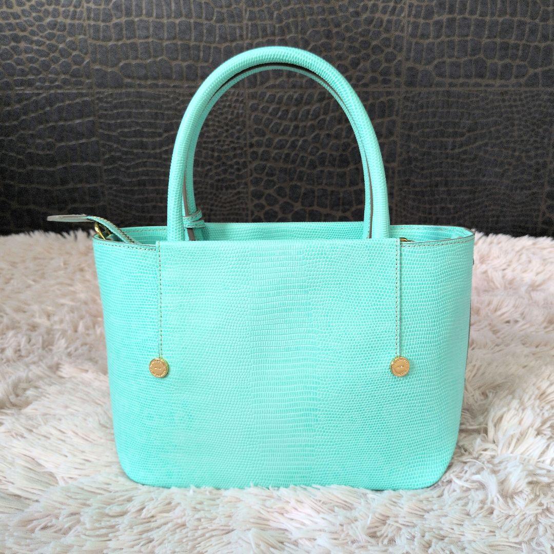 【極美品】PELLE MORBIDA ティファニーブルー 2wayリザード型押し