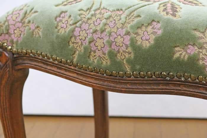 イタリア製 スツール 金華山 グリーン 猫脚 木製 完成品 オットマン