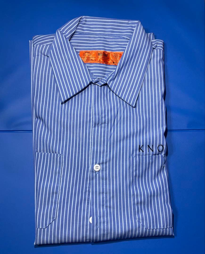 早い者勝ち】knosis ストライプ ワークシャツ 青 XL 新品未使用