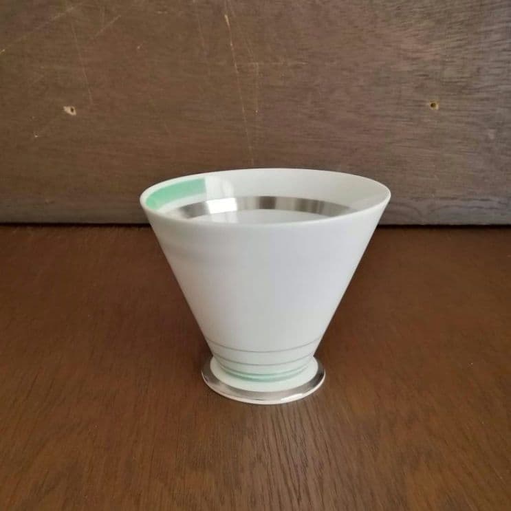 逸品 シェリー カッブ＆ソーサー アールデコ 銀彩幾何学模様アンティーク