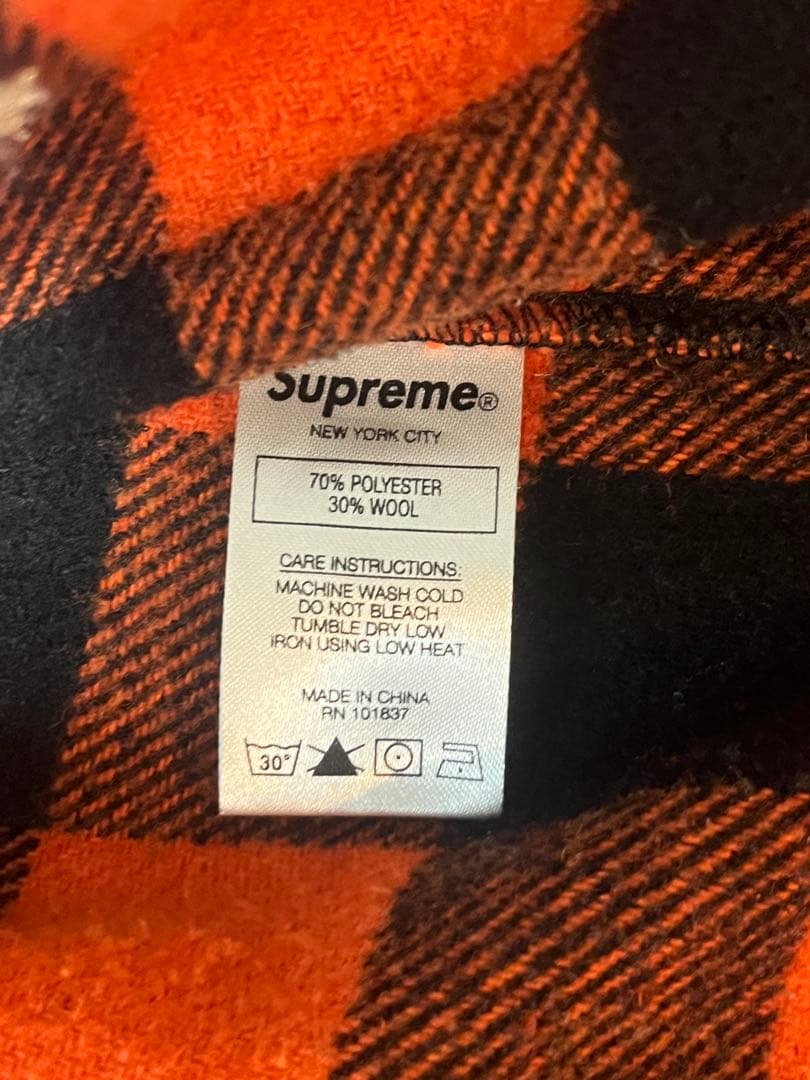 Supreme オレンジ・黒チェック L