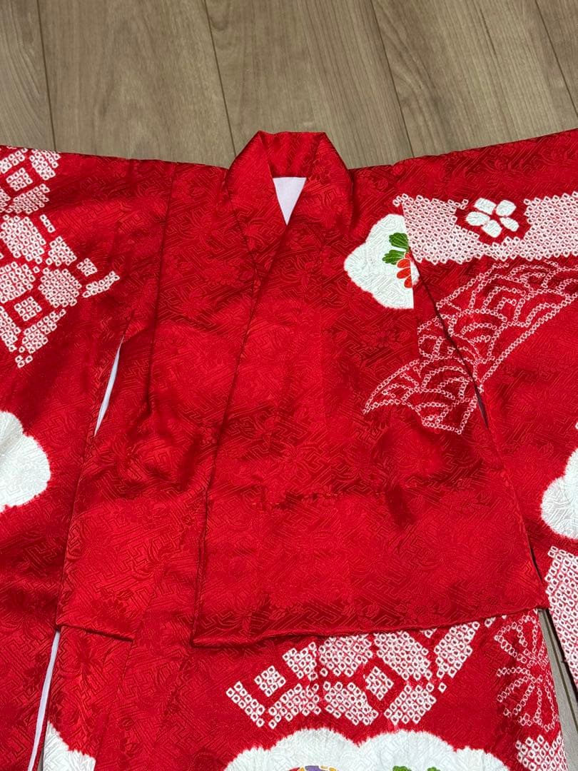 3歳着物　七五三　正絹　絞り　お着物　長襦袢　セット