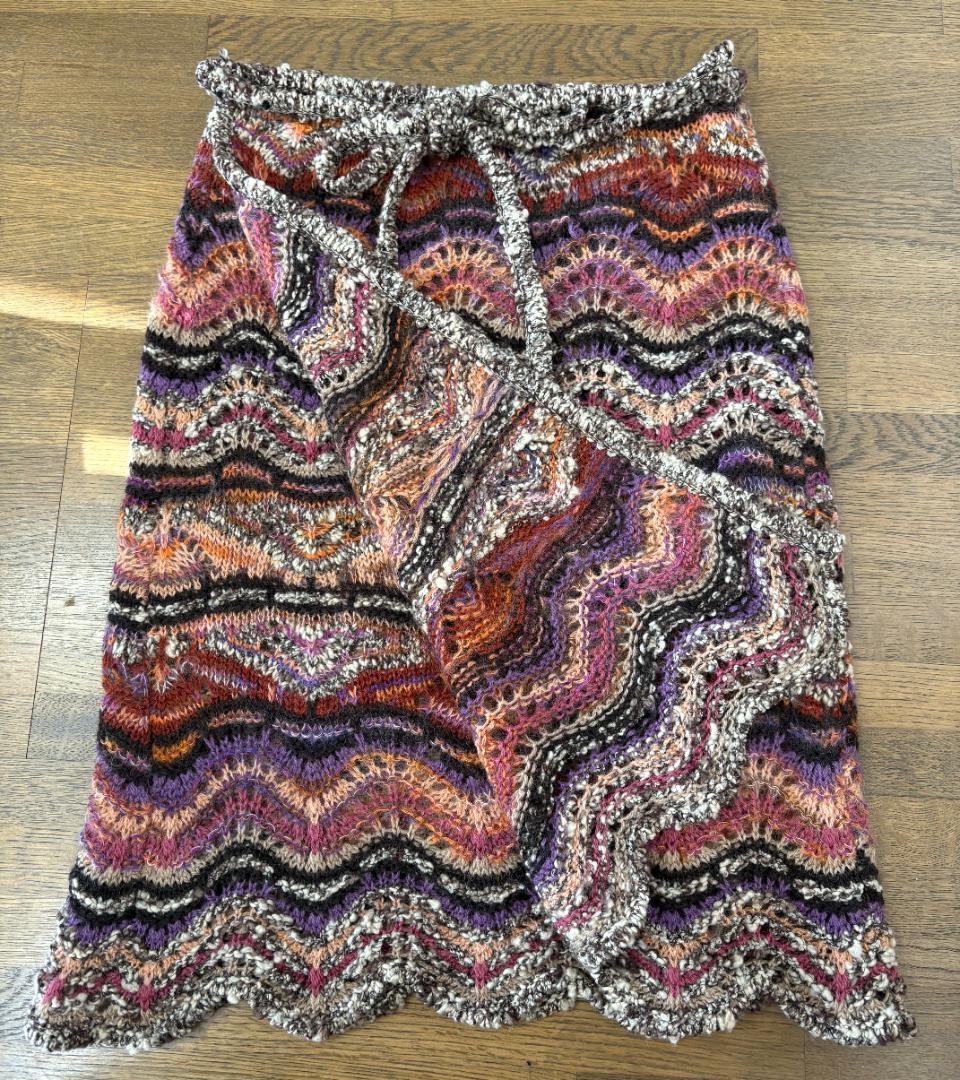 MISSONI ニット巻スカート マルチカラー 波柄 ウエスト紐