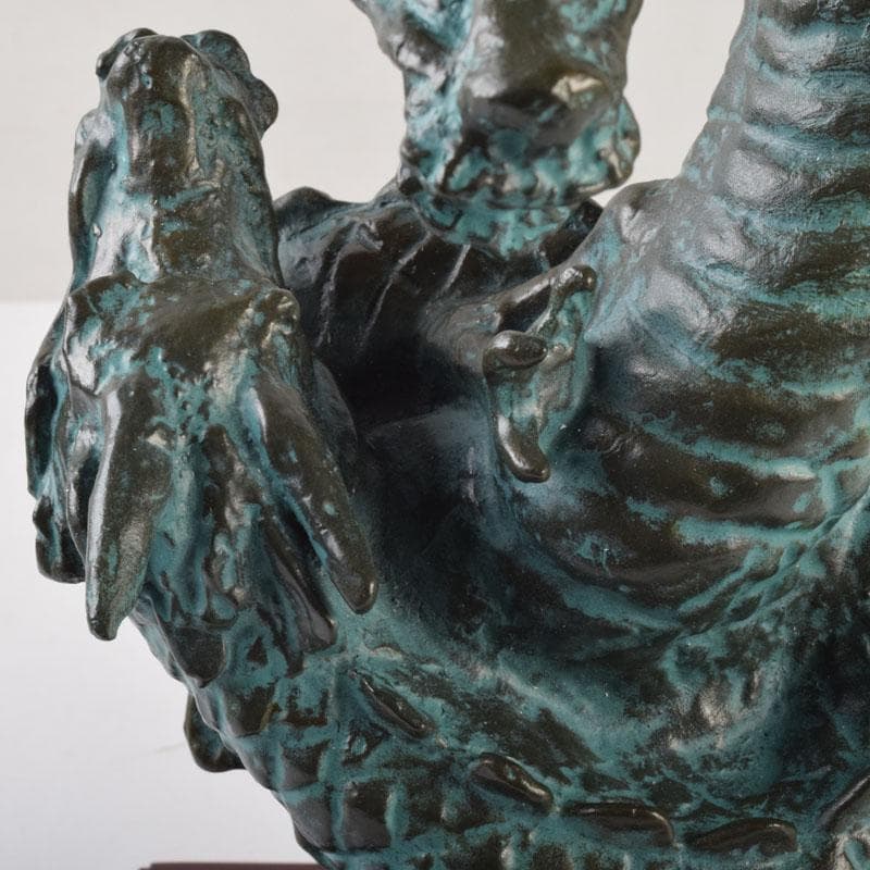 彫刻家　江里敏明造　青銅　青龍　置物　共箱　V　9090A