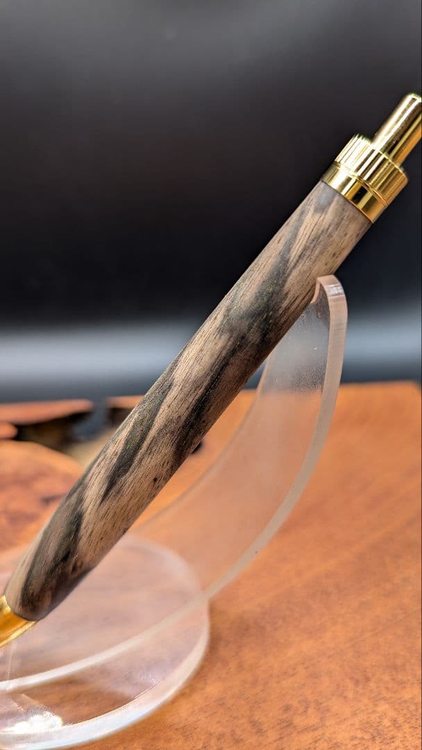 620極上 黒柿孔雀杢 木軸シャーペン ボールペン - メルカリ