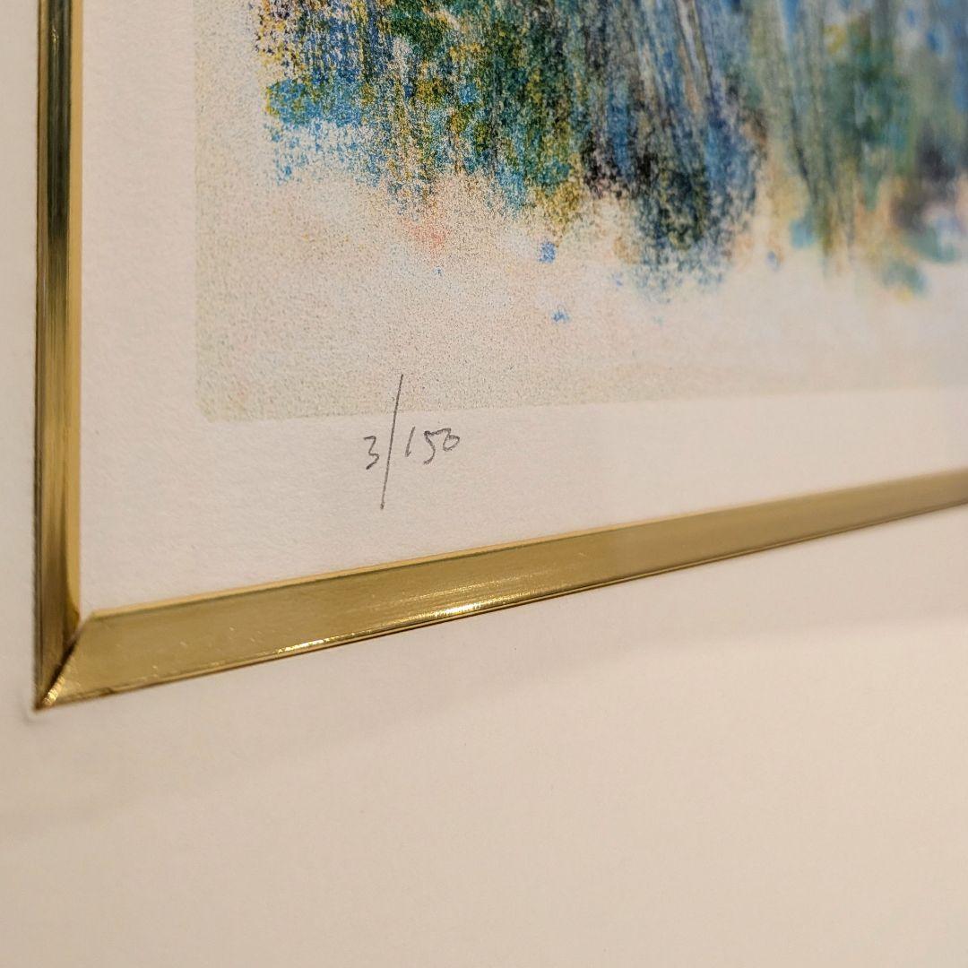 イタリアの芸術家ナターレ・アダミアーノによるリトグラフ「亜麻の花畑」3/150