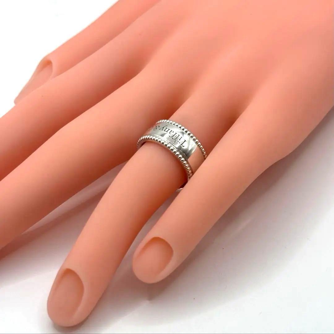 TIFFANY&Co.【超希少】ミルグレインロゴワイドリング　　約8号弱　付属品