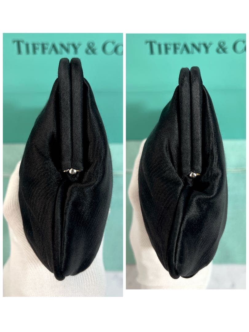 希少 ティファニー パーティーバッグ クラッチバッグ ブラックティファニーブルー