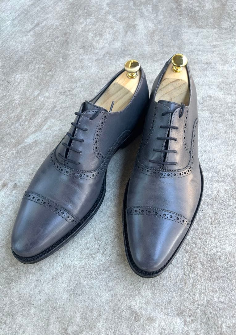 【美品】ジャランスリワヤ　クォーターブローグ　グレー　シューキーパー付