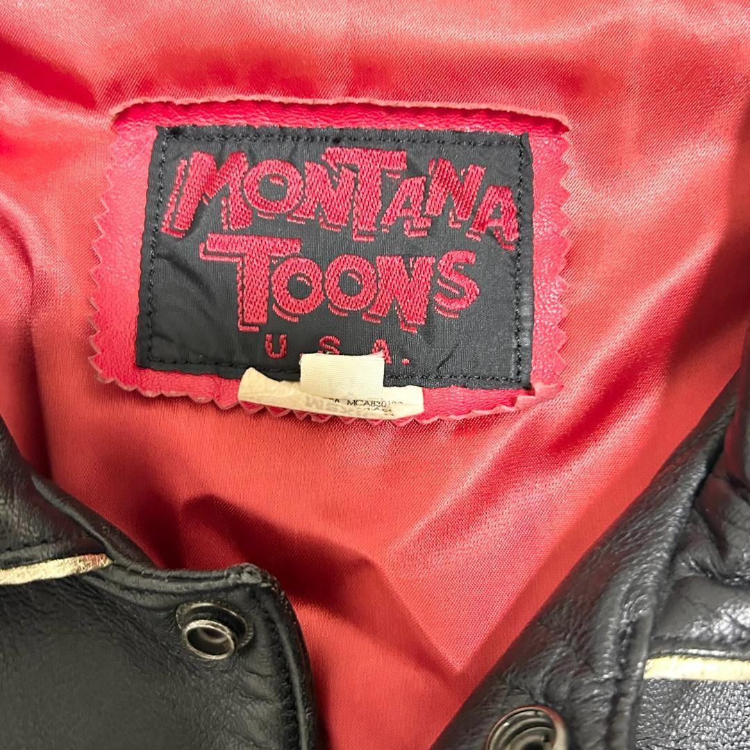 希少 MONTANA TOONS 本革 スタジャン レザー M