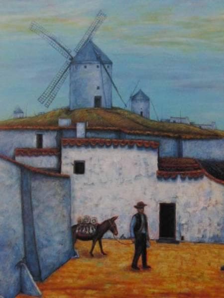 八田祐加子、ラ・マンチャ地方の風景、希少な画集より、新品高級額・額装付