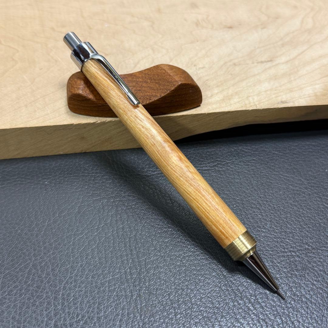 178肥松　木製シャーペン　ダブルR溝付き　ステンレス　根の部分から木取り