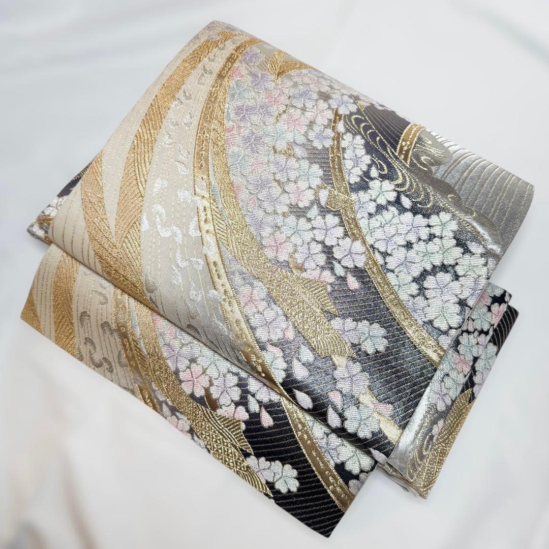 一体型 ワンタッチ帯 作り帯 マジックテープ 豪華 袋帯 二重太鼓