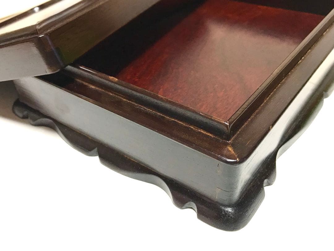 書道具 唐木 紫檀 足付 硯箱