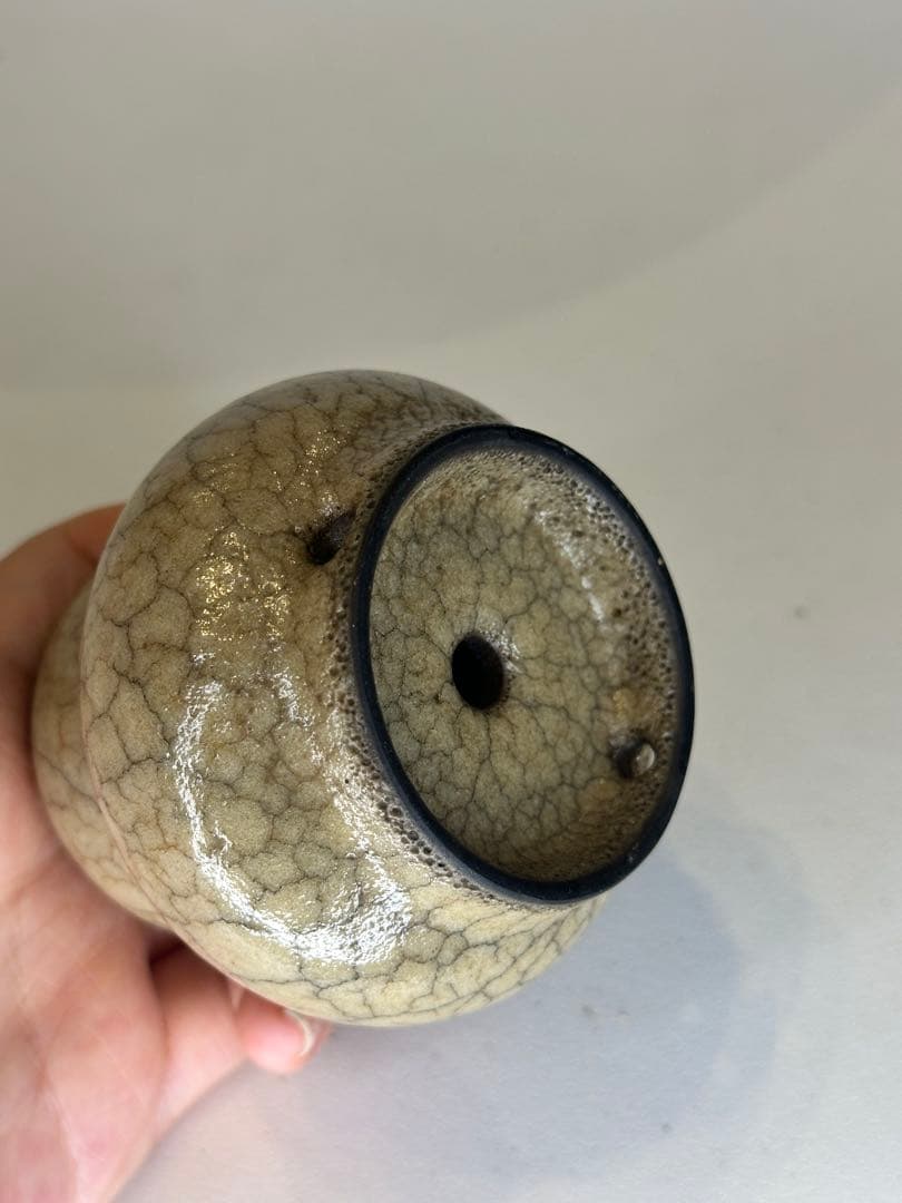 葫蘆形 香炉 陶器 開片釉 茶道具 香道具 置物 賞瓶 中国古陶 煎茶道具