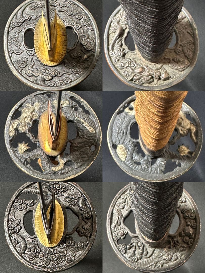 模造刀 打刀三点まとめ　黒鞘　金茶漆鞘　鞘付長さ約103cm 25H28