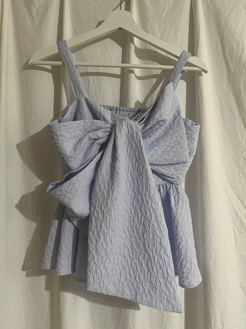 FRAY I.D ぺプラムリボントップス ブルー 0サイズ