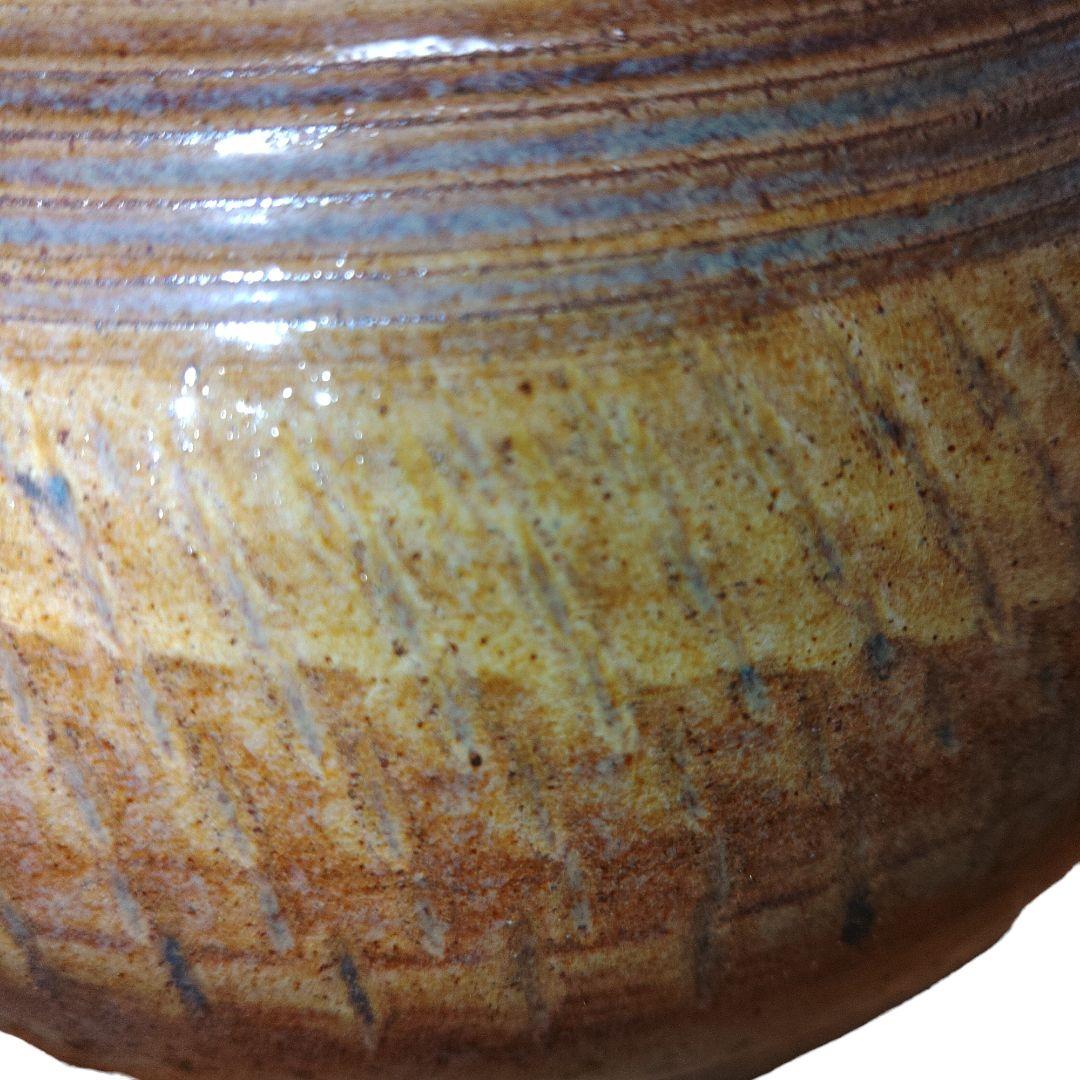 大堀相馬焼 飴釉薬徳利 跳び鉋仕上げ