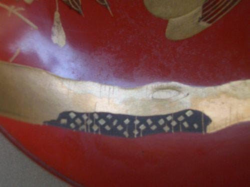 お値下げ！輪島塗 金蒔絵 花鳥 松に鶴紋様 三重盃 朱塗 漆器 盃杯 酒器