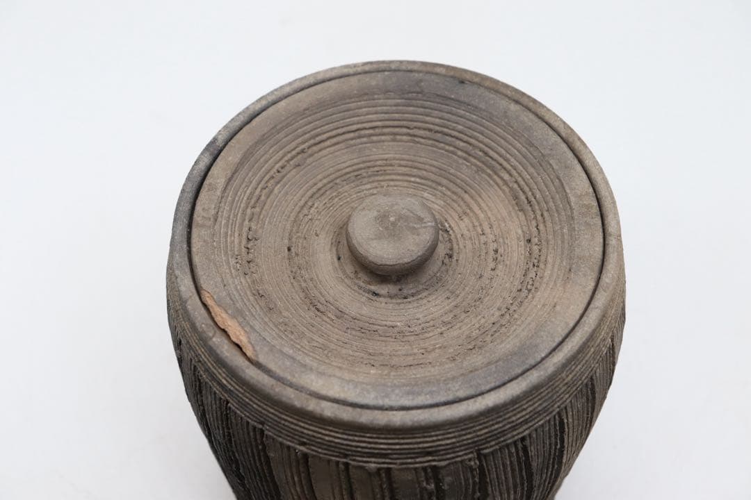 坂田甚内作　黒陶窯変深甚紋水指　茶道具　送料込み250825