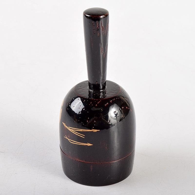 茶道具　光雲造　黒漆　金蒔絵鶴文　砧香合　紫野松長剛山極め箱　M　R5031