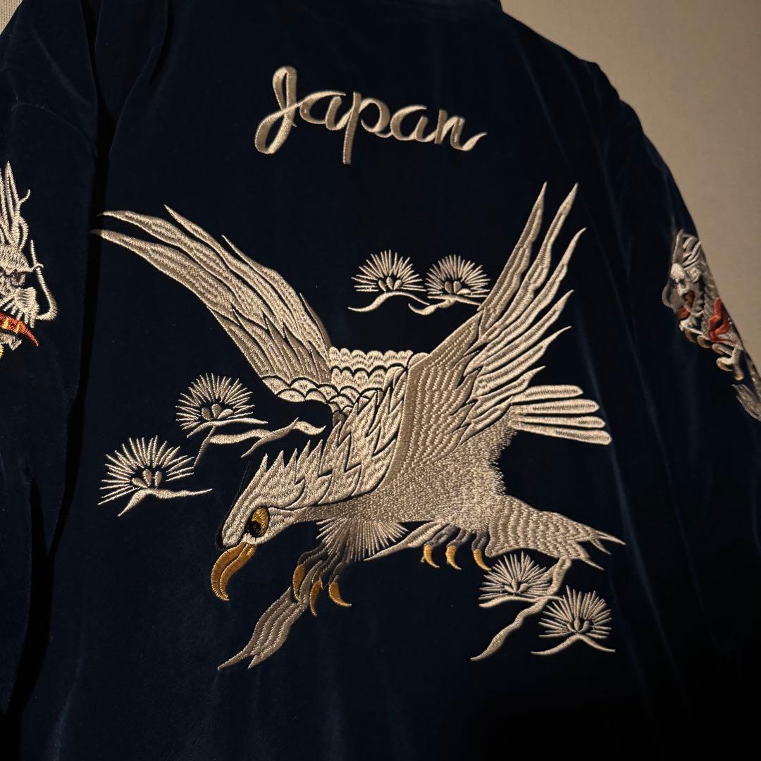【中綿ブルゾン】刺繍ドラゴンと鷲のベルベットジャンパー