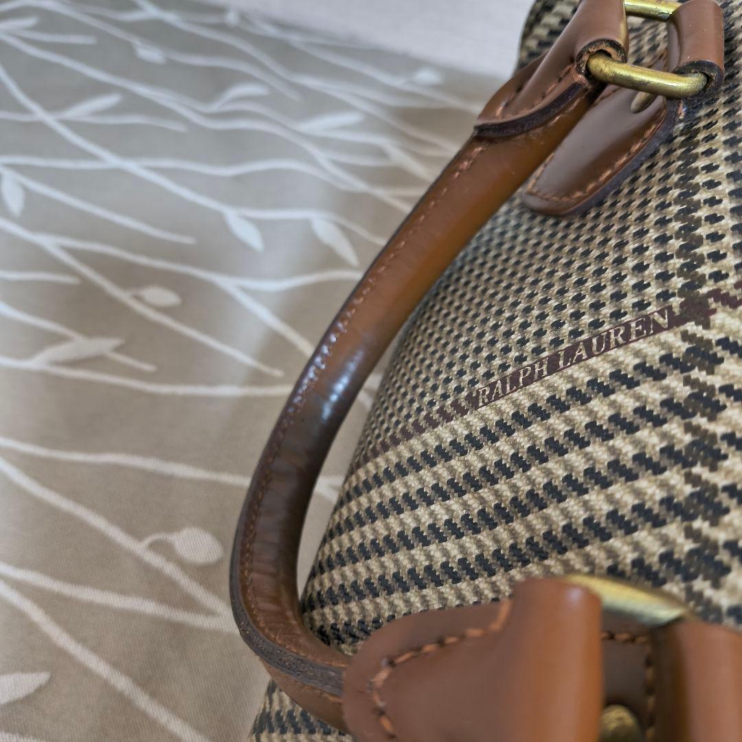 ポロラルフローレン チェック柄 ミニボストン チャームつき ヴィンテージ