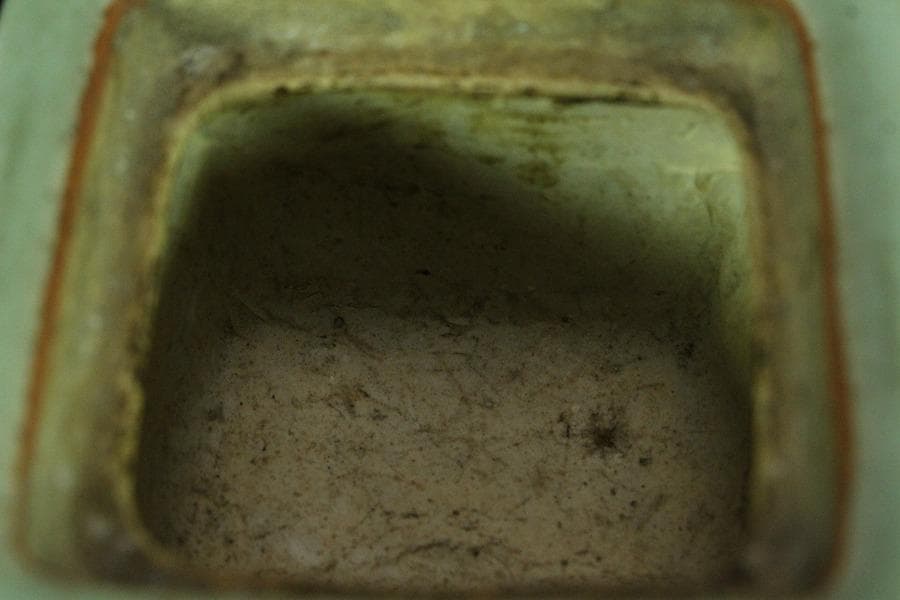 茶道具 青磁 獅子蓋 四方 香炉(K-A359)