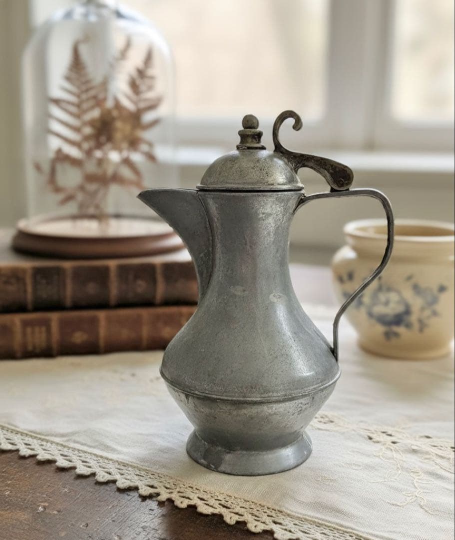 希少 フランス アンティーク ピューター ポット 水差し 花器 19世紀末