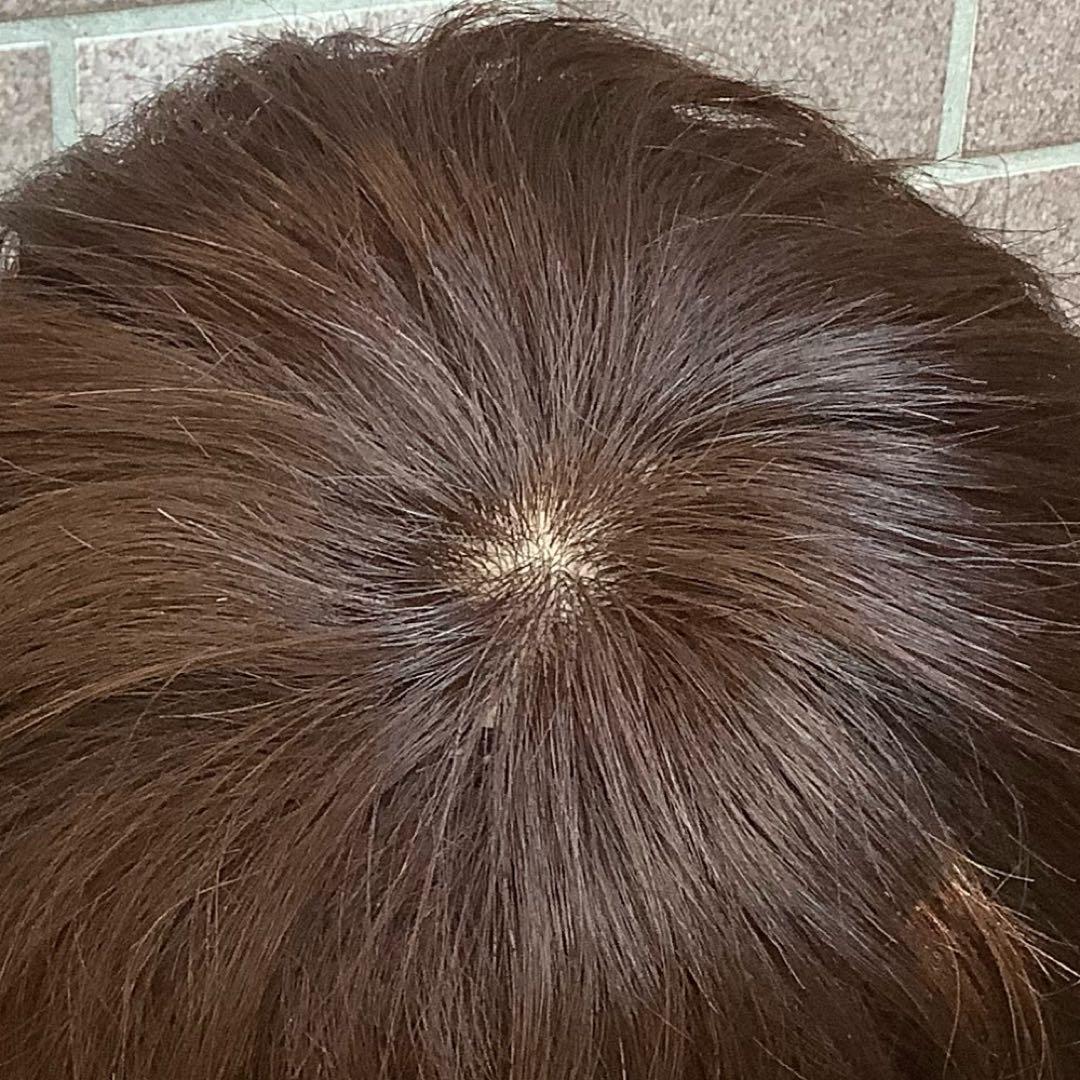 人毛100% 手植えフルウィッグ 医療ウィッグ ショートカール 茶ダークブラウン