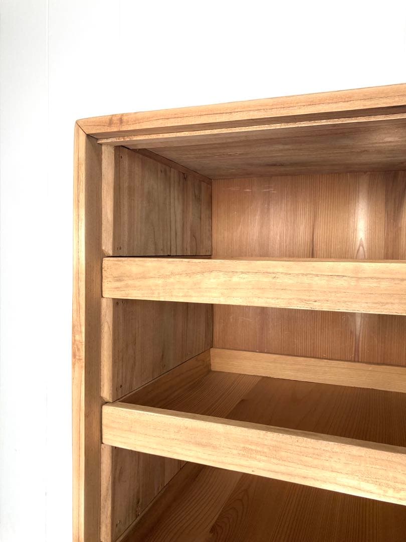 メンテ済】アンティークの二段収納棚 上下分割可 総桐 食器棚 剥離無