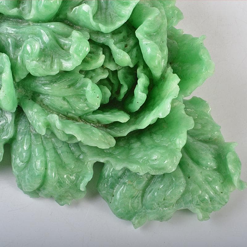 中国 玉石翡翠彫刻 白菜に昆虫 置物 重さ約4.25kg D R5490B