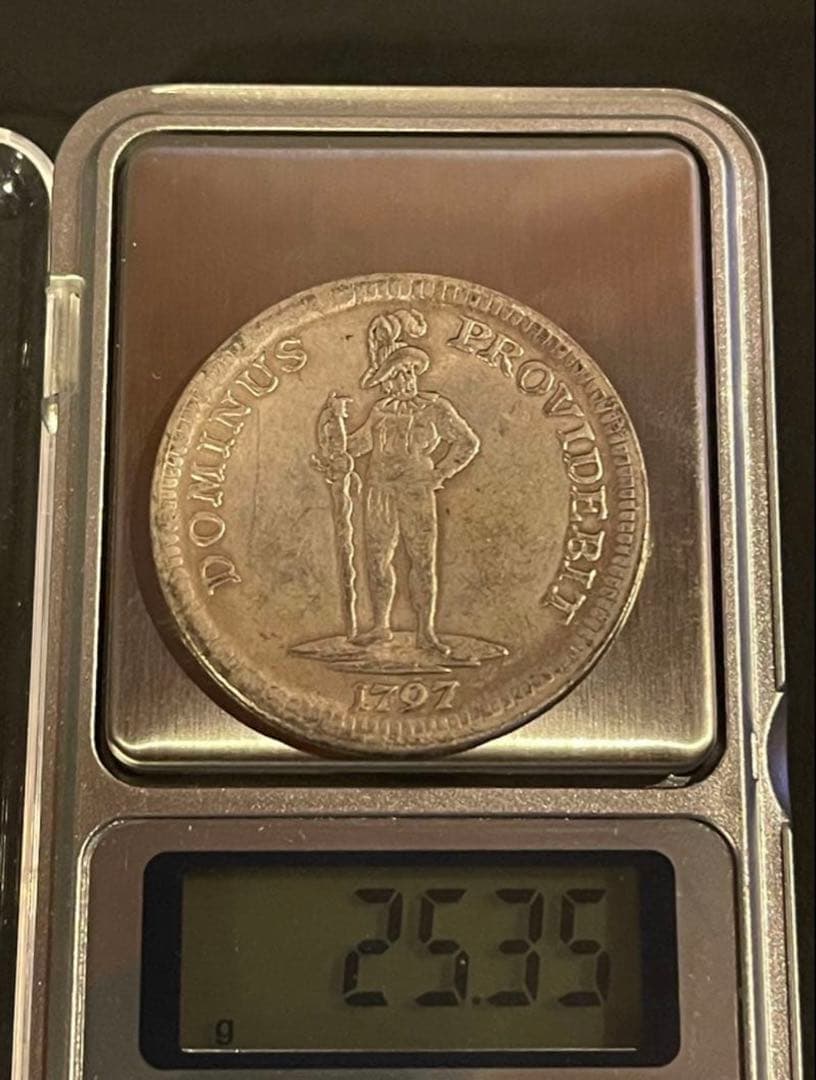 1797年 ベルン共和国 大型銀貨 カントンターレル 熊紋章 4フランケン級