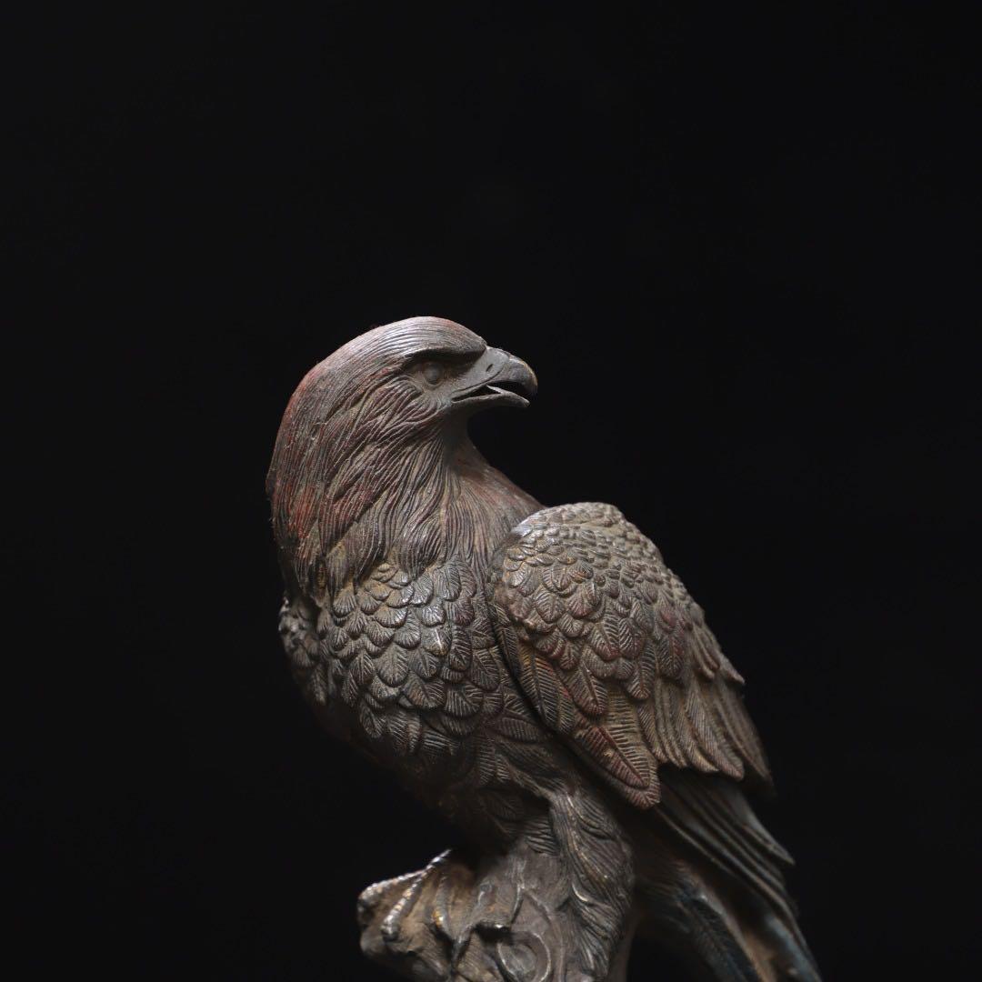 旧蔵　銅製　鹦鹉（インコ）／鷹意匠の香炉