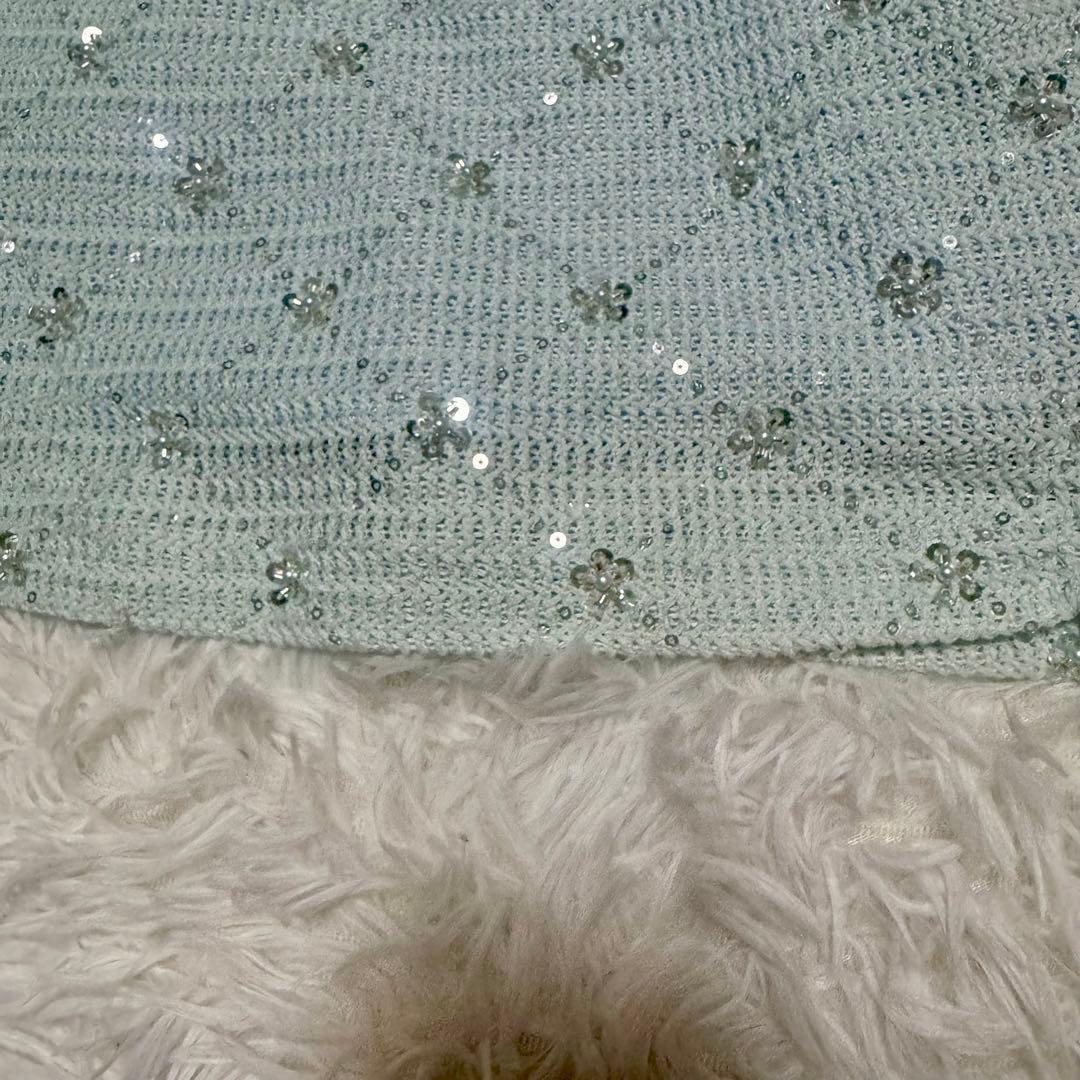 IRMA イルマ　水色 Sサイズ　ミニドレス　レース　ビジュー　Aライン