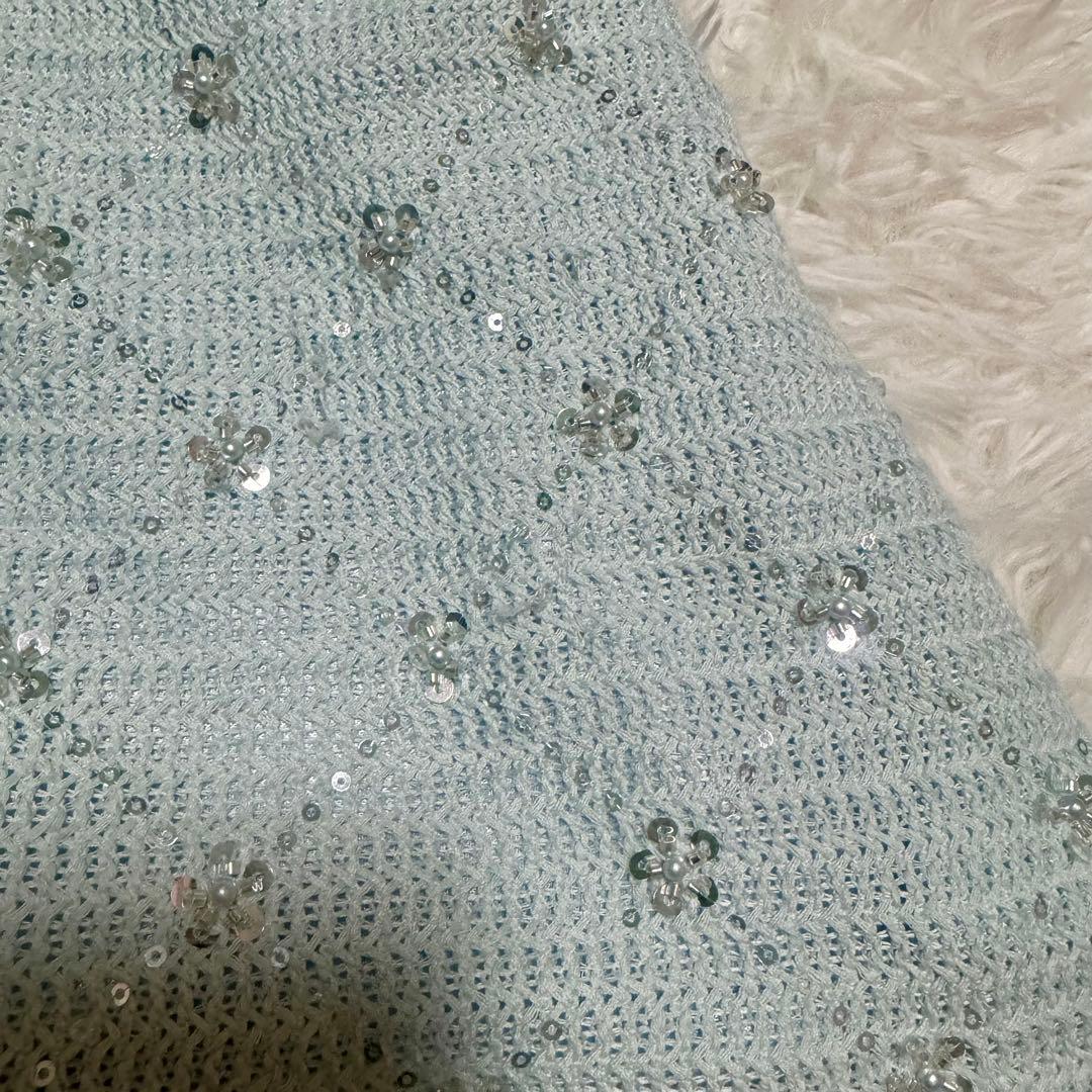 IRMA イルマ　水色 Sサイズ　ミニドレス　レース　ビジュー　Aライン