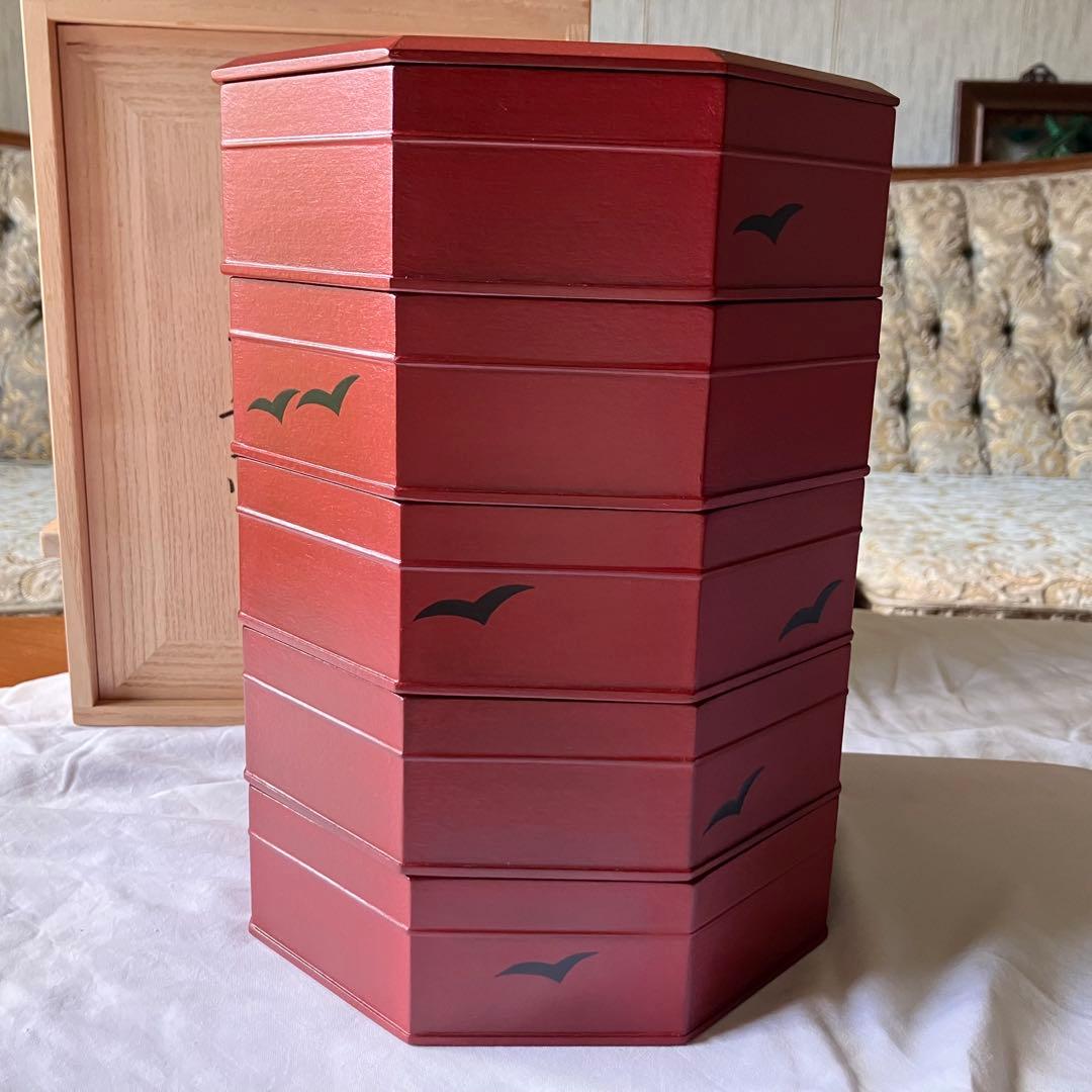 象彦 茶道具 縁高 五段重 八角 雁