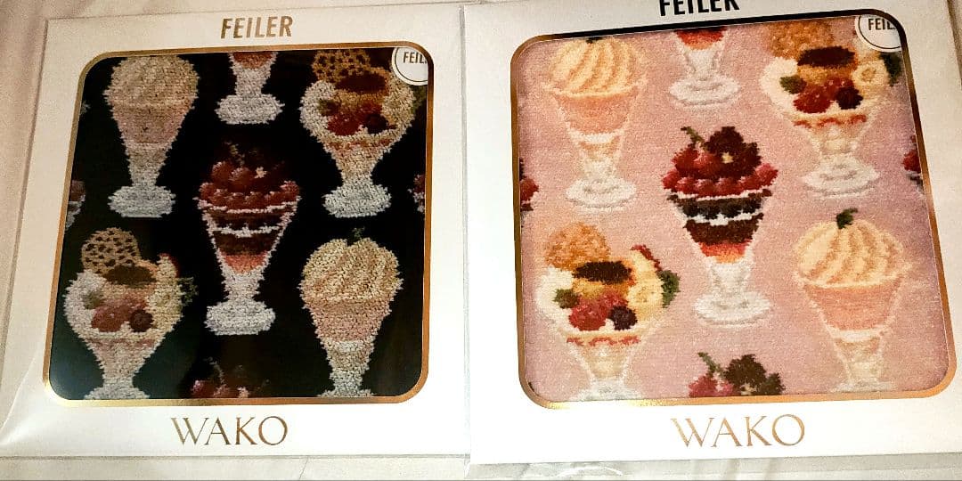 FEILER × WAKO フェイラー 和光パフェ柄ハンカチ2色セット