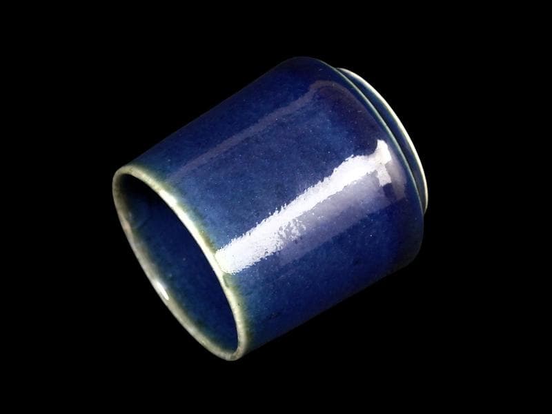 古伊万里　瑠璃色　のぞき　猪口　D312AS-CYk