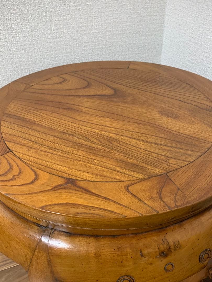 木製丸テーブル アジアンカフェテーブル 飾り台 サイドテーブル