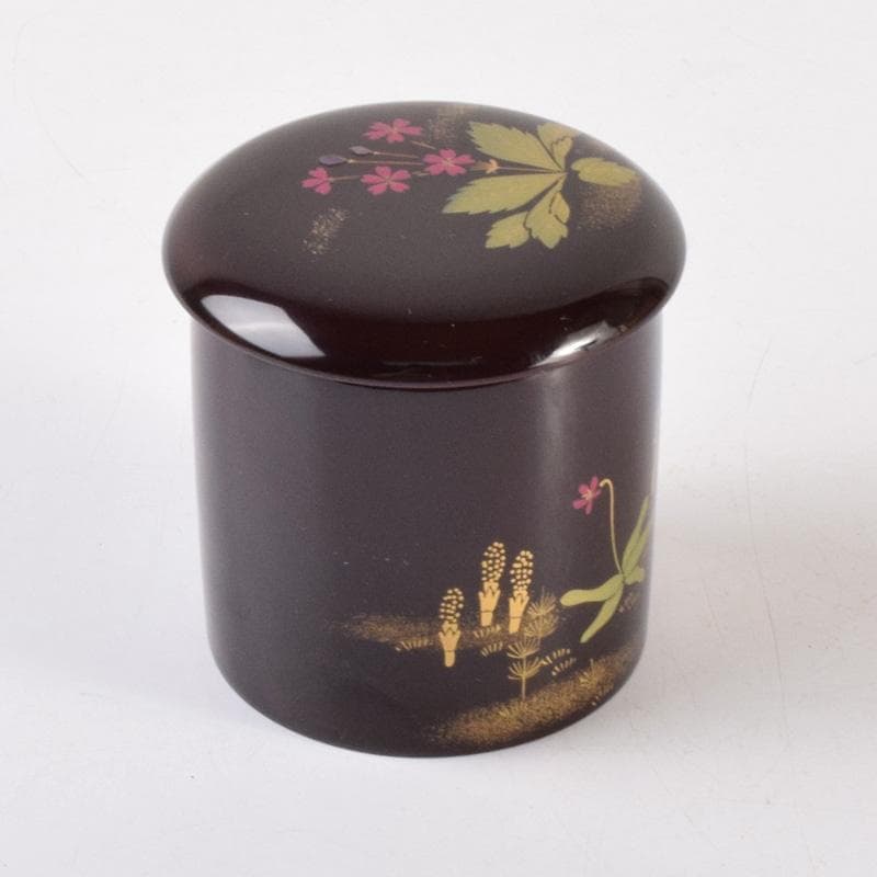 茶道具　輪島塗　元岡清斉作　春草蒔絵　金輪寺棗　共箱　V　7203